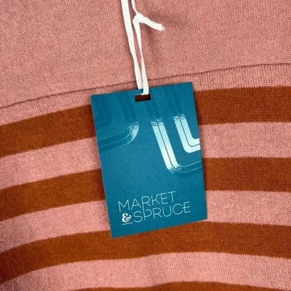 NWT Stitch Fix Market & Spruce Striped Button Detail Plush Sweater Size XS NEW - Picture 4 of 8